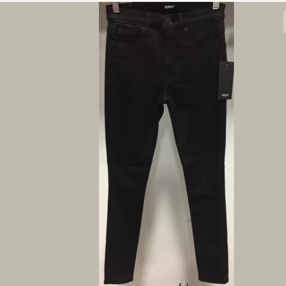 $205 NWT HUDSON high waist Barbara super skinny 10” front rise wax WH407TEN - Picture 3 of 8